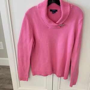 Chaps bubblegum pink 100% cotton collared women’s sweater in M/L